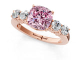 Rose gold Fancy Pink Cushion  Cut Diamond Five-Stone Prong Set White Gold Ring_33