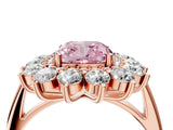 Rose gold Fancy Pink Cushion Cut Diamond Floral Double Halo Engagement Ring with Prong Setting_29