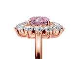 Rose gold Fancy Pink Cushion Cut Diamond Floral Double Halo Engagement Ring with Prong Setting_30