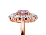 Rose gold Fancy Pink Cushion Cut Diamond Floral Double Halo Engagement Ring with Prong Setting_66