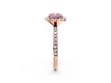 Rose gold Fancy Pink Cushion  Cut Diamond Floral Halo Engagement Ring with Pavé Band and Prong Setting_38