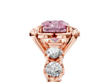 Rose gold Fancy Pink Cushion  Cut Diamond Floral Halo Engagement Ring with Shared Prong Setting 1