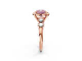 Rose gold Fancy Pink Cushion  Cut Diamond Floral Halo Engagement Ring with Shared Prong Setting 4
