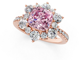 Rose gold Fancy Pink Cushion  Cut Diamond Floral Halo Pave Band with Prong Setting_39