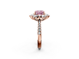 Rose gold Fancy Pink Cushion  Cut Diamond Floral Halo Pave Band with Prong Setting_40