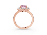 Rose gold Fancy Pink Cushion  Cut Diamond Floral Halo Pave Band with Prong Setting_41