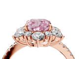 Rose gold Fancy Pink Cushion  Cut Diamond Floral Halo Pave Band with Prong Setting_42