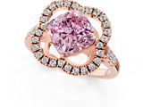 Rose gold Fancy Pink Cushion Cut Diamond Floral Halo Split Shank Prong Setting Ring_13
