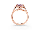 Rose gold Fancy Pink Cushion Cut Diamond Floral Halo Split Shank Prong Setting Ring_15