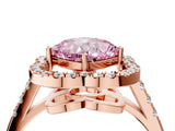 Rose gold Fancy Pink Cushion Cut Diamond Floral Halo Split Shank Prong Setting Ring_16