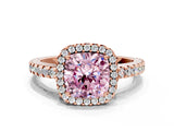 Rose gold Fancy Pink Cushion Cut Diamond Halo Engagement Ring with Pavé Band and Prong Setting_27