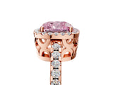 Rose gold Fancy Pink Cushion Cut Diamond Halo Engagement Ring with Pavé Band and Prong Setting_32