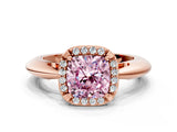 Rose gold Fancy Pink Cushion  Cut Diamond Halo Engagement Ring with Split Shank and Four-Prong Setting_105