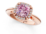 Rose gold Fancy Pink Cushion  Cut Diamond Halo Engagement Ring with Split Shank and Four-Prong Setting_106