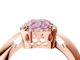 Rose gold Fancy Pink Cushion  Cut Diamond Halo Engagement Ring with Split Shank and Four-Prong Setting_109