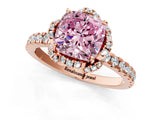 Rose gold Fancy Pink Cushion Cut Diamond Halo Pave Band with Four-Prong Setting_4