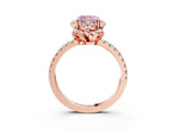Rose gold Fancy Pink Cushion Cut Diamond Halo Pave Band with Four-Prong Setting_6