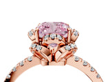 Rose gold Fancy Pink Cushion Cut Diamond Halo Pave Band with Four-Prong Setting_7