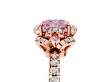 Rose gold Fancy Pink Cushion Cut Diamond Halo Pave Band with Four-Prong Setting_8