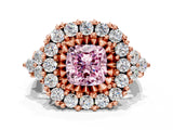Rose gold Fancy Pink Cushion Cut Diamond Halo Ring with Pavé Band and Four-Prong Setting_41