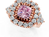 Rose gold Fancy Pink Cushion Cut Diamond Halo Ring with Pavé Band and Four-Prong Setting_42