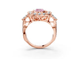 Rose gold Fancy Pink Cushion Cut Diamond Halo Ring with Pavé Band and Four-Prong Setting_44