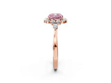 Rose gold Fancy Pink Cushion Cut Diamond Halo Ring with Pear Side Stones and Prong Setting_71