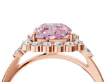 Rose gold Fancy Pink Cushion Cut Diamond Halo Ring with Pear Side Stones and Prong Setting_73