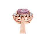 Rose gold Fancy Pink Cushion  Cut Diamond Halo Ring with Round Brilliant Halo and Solitaire Band_91