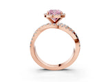 Rose gold Fancy Pink Cushion Cut Diamond Halo Ring with Round Split Shank and Prong Setting_39
