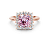 Rose gold Fancy Pink Cushion  Cut Diamond Halo Ring with Solitaire Band and Prong Setting_53