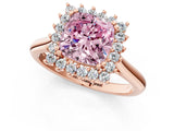 Rose gold Fancy Pink Cushion  Cut Diamond Halo Ring with Solitaire Band and Prong Setting_54