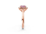 Rose gold Fancy Pink Cushion  Cut Diamond Halo Ring with Solitaire Band and Prong Setting_55