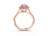Rose gold Fancy Pink Cushion  Cut Diamond Halo Ring with Solitaire Band and Prong Setting_56