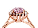 Rose gold Fancy Pink Cushion  Cut Diamond Halo Ring with Solitaire Band and Prong Setting_57