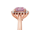 Rose gold Fancy Pink Cushion  Cut Diamond Halo Ring with Solitaire Band and Prong Setting_58