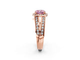 Rose gold Fancy Pink Cushion Cut Diamond Halo Ring with Split Shank Pavé Band and Four-Prong Setting_2