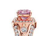 Rose gold Fancy Pink Cushion Cut Diamond Halo Ring with Split Shank and Bezel Accents and Four-Prong Setting_5