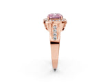 Rose gold Fancy Pink Cushion Cut Diamond Halo Ring with Split Shank and Bezel Accents and Prong Setting_2