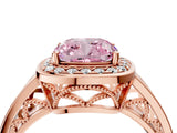 Rose gold Fancy Pink Cushion Cut Diamond Halo Ring with Split Shank and Bezel Accents and Prong Setting_4