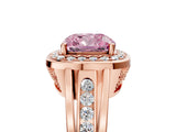 Rose gold Fancy Pink Cushion Cut Diamond Halo Ring with Split Shank and Bezel Accents and Prong Setting_5