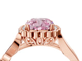 Rose gold Fancy Pink Cushion Cut Diamond Halo Ring with Vintage Split Shank and Four-Prong Setting_36