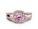 Rose gold Fancy Pink Cushion Cut Diamond Halo Split Shank Engagement Ring_39