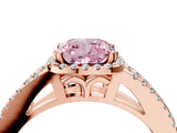 Rose gold Fancy Pink Cushion Cut Diamond Halo Split Shank Engagement Ring_43