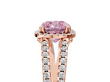 Rose gold Fancy Pink Cushion Cut Diamond Halo Split Shank Engagement Ring_44