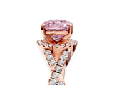 Rose gold Fancy Pink Cushion Cut Diamond  Halo Twist Band Solitaire Prong Setting Ring_29