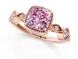 Rose gold Fancy Pink Cushion  Cut Diamond Milgrain Marquise Band with Prong Setting_4
