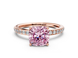 Rose gold Fancy Pink Cushion  Cut Diamond Pavé Band Ring with Four-Prong Setting_41