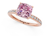 Rose gold Fancy Pink Cushion  Cut Diamond Pavé Band Ring with Four-Prong Setting_42