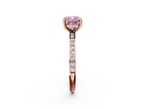 Rose gold Fancy Pink Cushion  Cut Diamond Pavé Band Ring with Four-Prong Setting_43